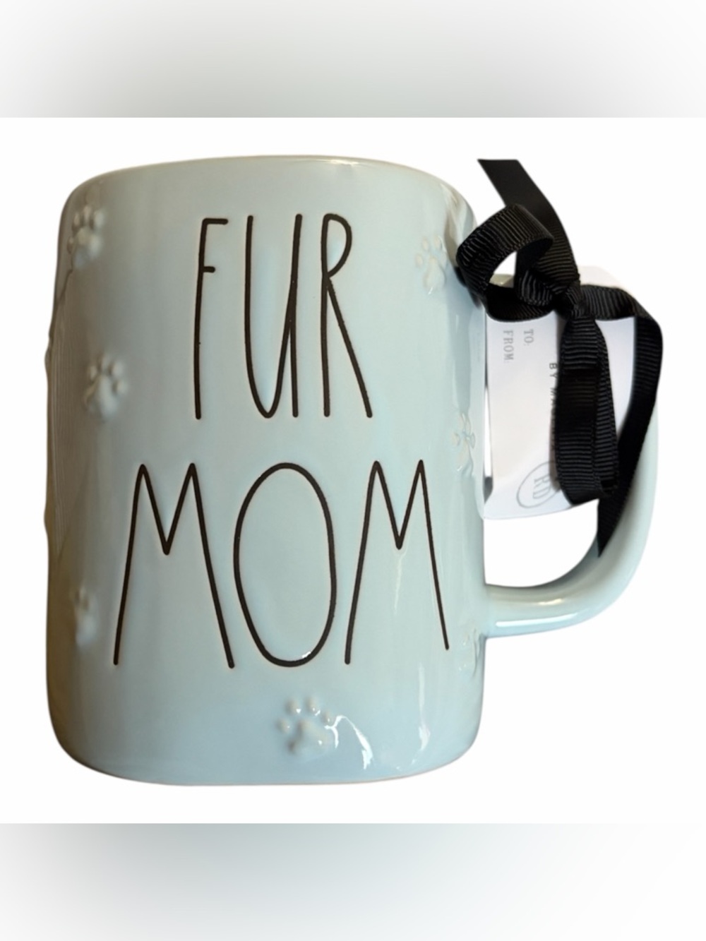 Rae Dunn ‘FUR MOM’ Mug with Embossed Paw Prints NWT
